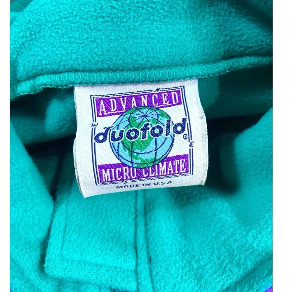 VTG 90s Duofold Ski Jacket Fleece Micro Climate Womens S Purple Teal USA 1/4 Zip